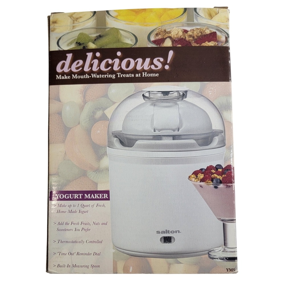 Salton YM9 Electric Yogurt Maker 1 Quart White with Box and Manual tested works